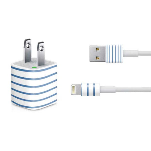 Blue and White Stripes iPhone Charger (5W USB) Skin