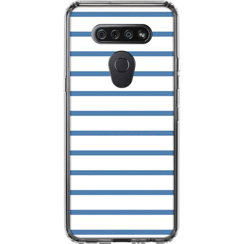 Blue and White Stripes LG K51/Q51 Clear Case