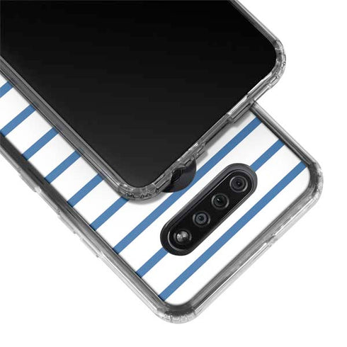 Blue and White Stripes LG K51/Q51 Clear Case