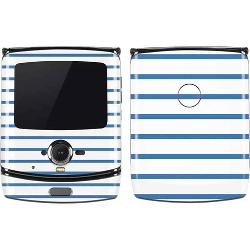Blue and White Stripes Motorola RAZR Skin