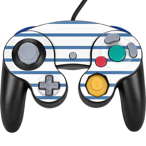Blue and White Stripes Nintendo GameCube Controller Skin