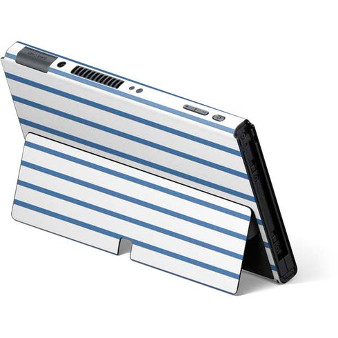 Blue and White Stripes Nintendo Switch OLED (2021) Skin