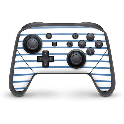Blue and White Stripes Nintendo Switch Pro Controller Skin