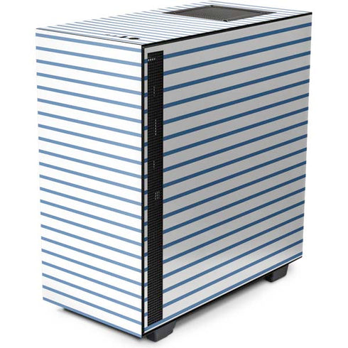 Blue and White Stripes NZXT H510 Compact ATX Mid-Tower Case Skin