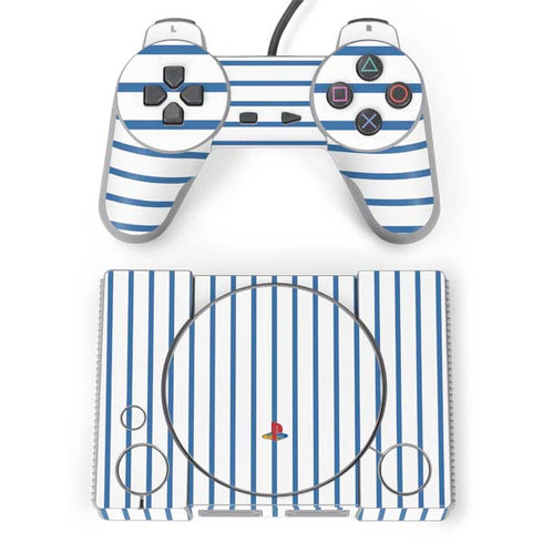 Blue and White Stripes PlayStation Classic Bundle Skin