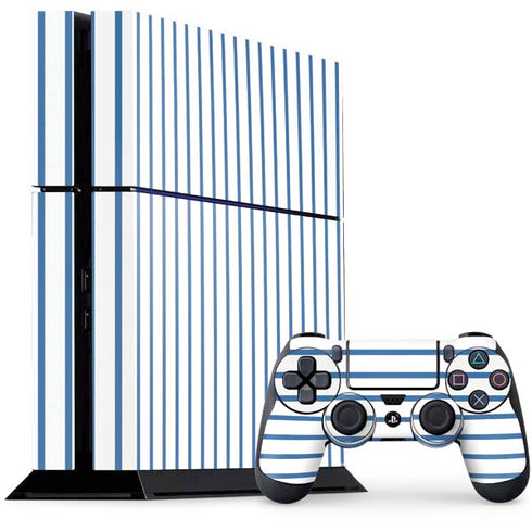 Blue and White Stripes PS4 Console and Controller Bundle Skin