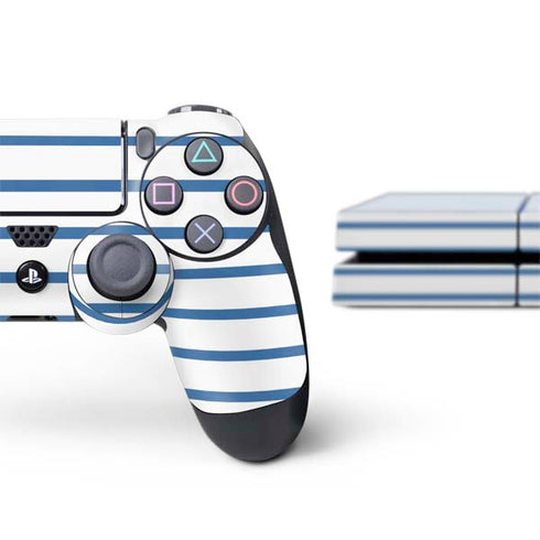 Blue and White Stripes PS4 Console and Controller Bundle Skin