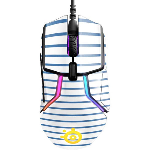 Blue and White Stripes SteelSeries Rival 600 Gaming Mouse Skin