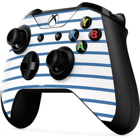 Blue and White Stripes Xbox One X Controller Skin