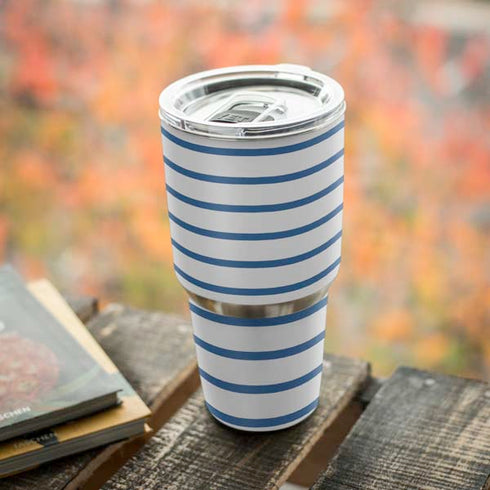 Blue and White Stripes Yeti 30oz Rambler Tumbler Skin