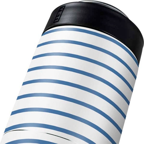 Blue and White Stripes Yeti Colster Can Insulator Skin