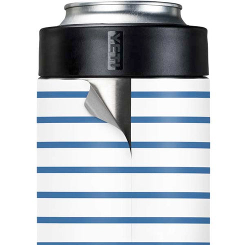 Blue and White Stripes Yeti Colster Can Insulator Skin