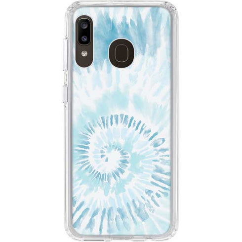 Blue and White Tie Dye Galaxy A20 Clear Case