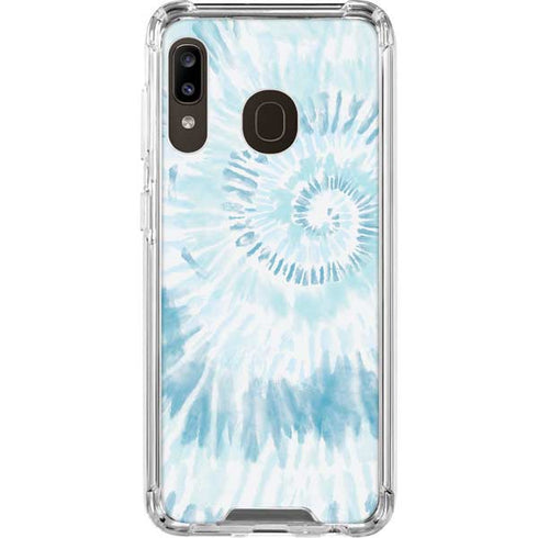 Blue and White Tie Dye Galaxy A30 Clear Case
