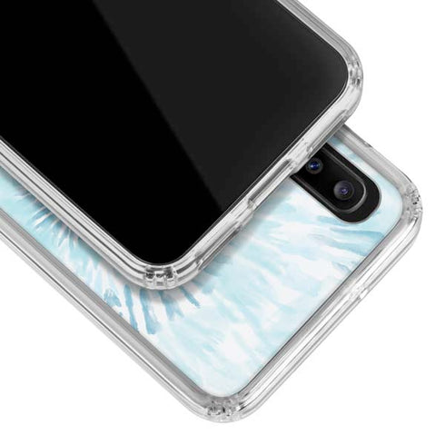 Blue and White Tie Dye Galaxy A30 Clear Case