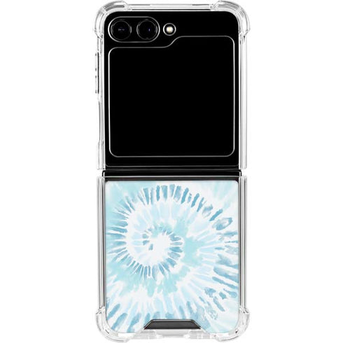 Blue and White Tie Dye Galaxy Z Flip5 5G Clear Case