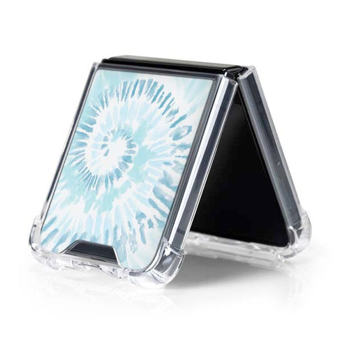 Blue and White Tie Dye Galaxy Z Flip5 5G Clear Case