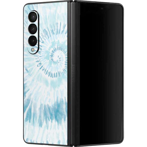 Blue and White Tie Dye Galaxy Z Fold3 5G Skin