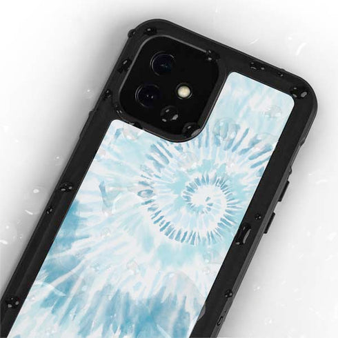 Blue and White Tie Dye iPhone 12 Mini Waterproof Case