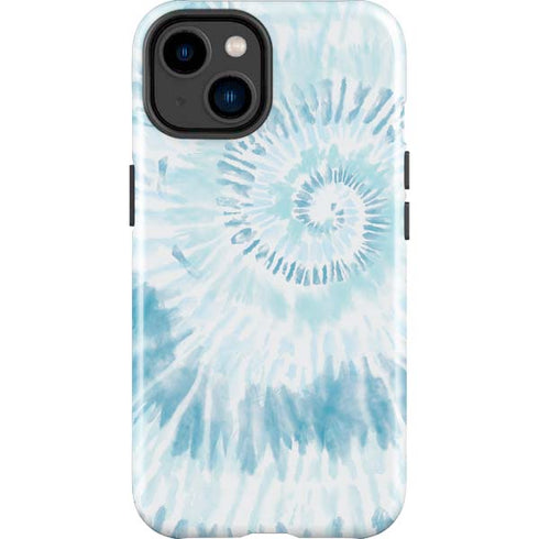 Blue and White Tie Dye iPhone 14 Plus Impact Case