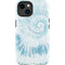 Blue and White Tie Dye iPhone 14 Plus Impact Case