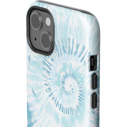 Blue and White Tie Dye iPhone 15 Plus Impact Case