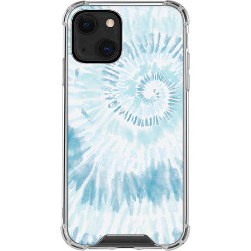 Blue and White Tie Dye iPhone 14 Plus Clear Case