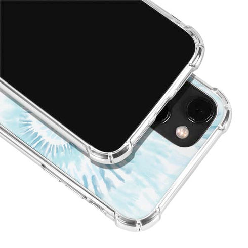 Blue and White Tie Dye iPhone 14 Plus Clear Case