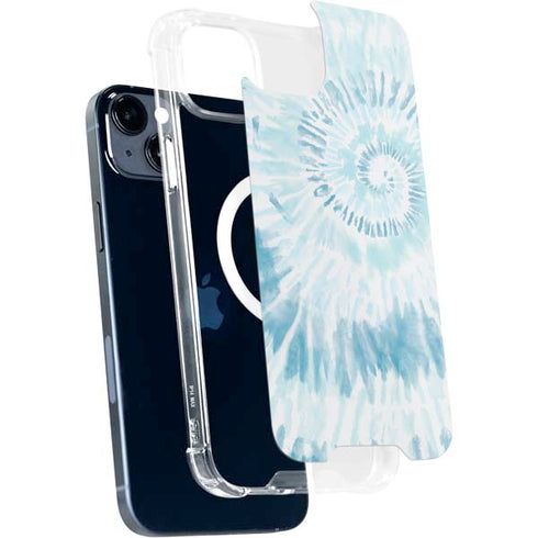 Blue and White Tie Dye iPhone 14 Plus MagSafe Case