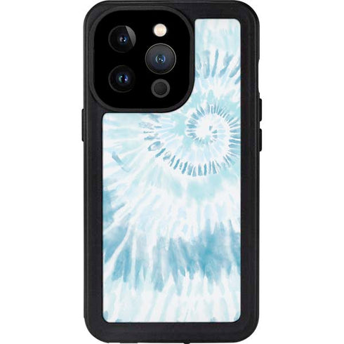 Blue and White Tie Dye iPhone 14 Pro Waterproof Case