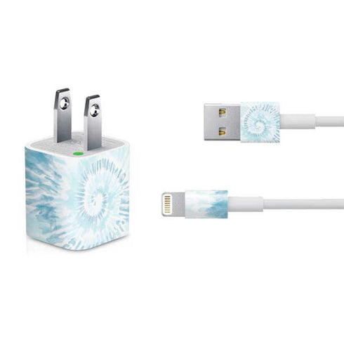 Blue and White Tie Dye iPhone Charger (5W USB) Skin