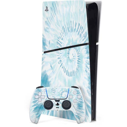 Blue and White Tie Dye PS5 Slim Digital Edition Console Skin