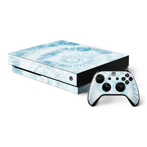 Blue and White Tie Dye Xbox One X Bundle Skin