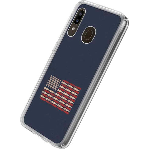 Blue Bullet American Flag Galaxy A20 Clear Case