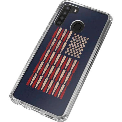 Blue Bullet American Flag Galaxy A21 Clear Case