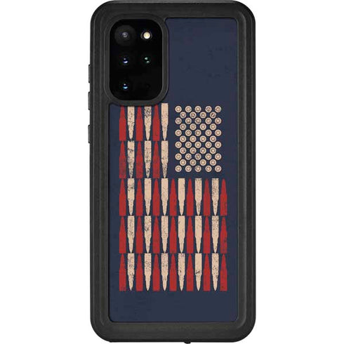 Blue Bullet American Flag Galaxy S20 Plus Waterproof Case