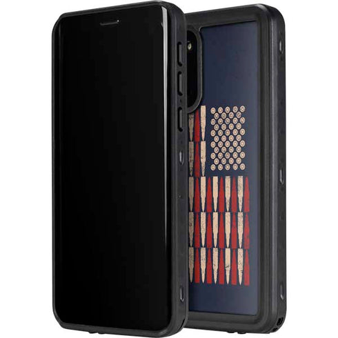 Blue Bullet American Flag Galaxy S20 Plus Waterproof Case