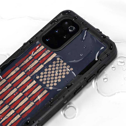 Blue Bullet American Flag Galaxy S20 Plus Waterproof Case