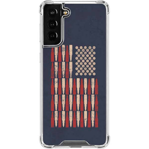 Blue Bullet American Flag Galaxy S21 FE Clear Case