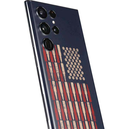 Blue Bullet American Flag Galaxy S22 Ultra Skin