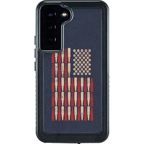 Blue Bullet American Flag Galaxy S23 Plus Waterproof Case