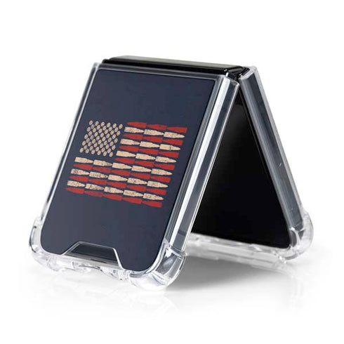 Blue Bullet American Flag Galaxy Z Flip5 5G Clear Case