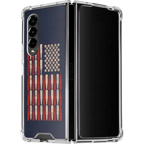 Blue Bullet American Flag Galaxy Z Fold4 5G Clear Case