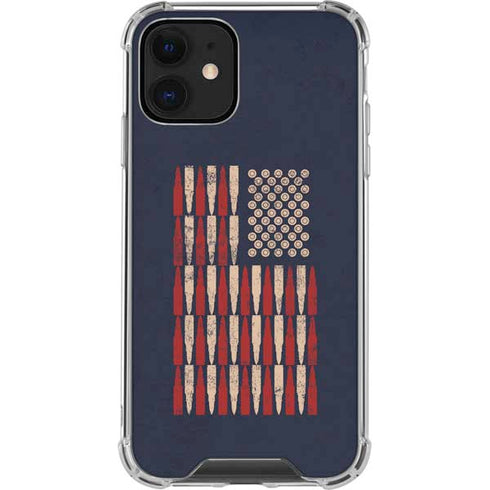 Blue Bullet American Flag iPhone 12 Clear Case