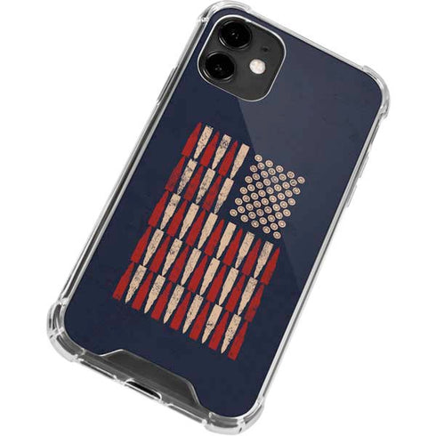 Blue Bullet American Flag iPhone 12 Clear Case