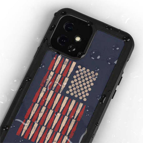 Blue Bullet American Flag iPhone 12 Mini Waterproof Case