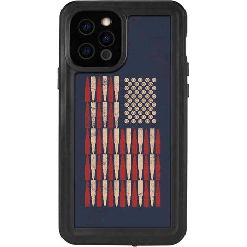 Blue Bullet American Flag iPhone 12 Pro Waterproof Case