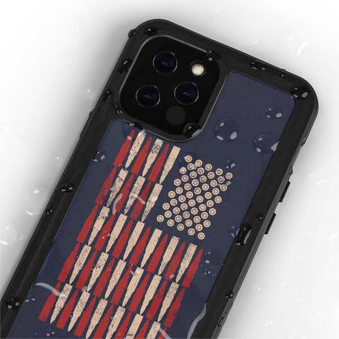 Blue Bullet American Flag iPhone 12 Pro Waterproof Case