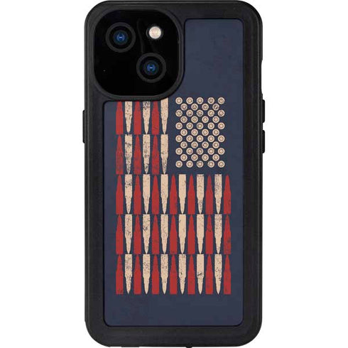Blue Bullet American Flag iPhone 13 Mini Waterproof Case