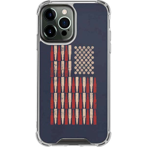 Blue Bullet American Flag iPhone 13 Pro Max Clear Case